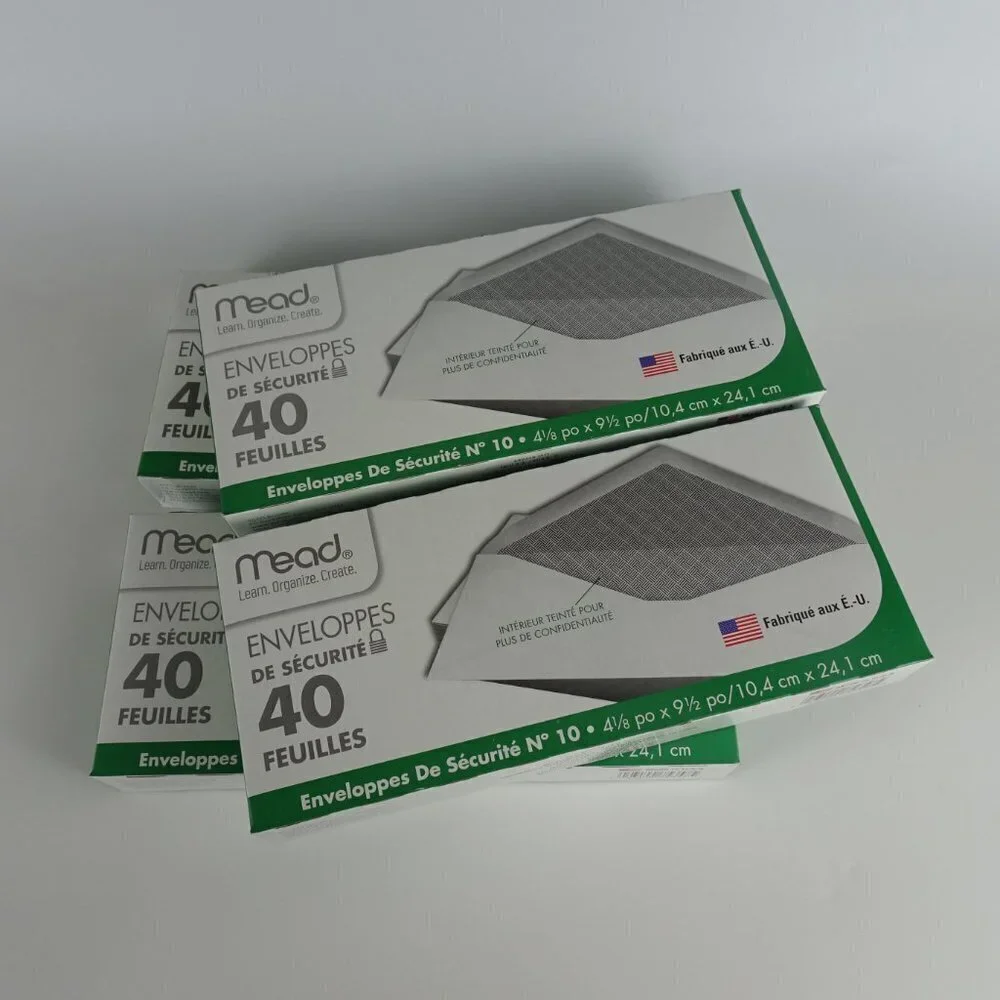 4 Boxes MEAD #10 WHITE Security Envelopes 40 each